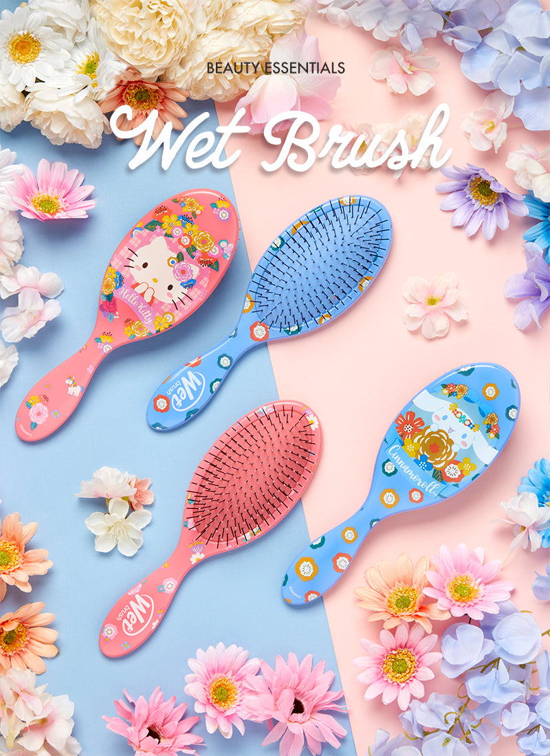 Image of Floral Wet Brush Collection Featuring Hello Kitty and Cinnamoroll.